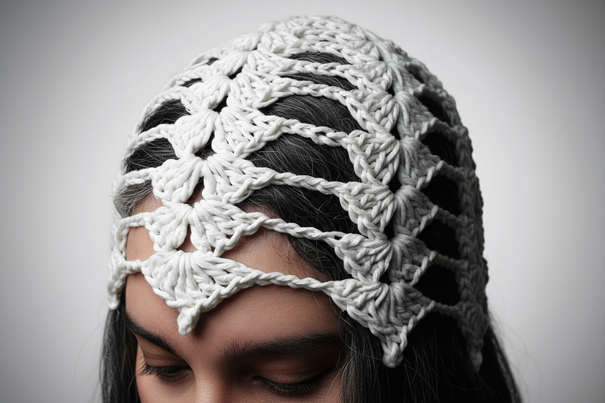 Gorro estilo Malla en Abanicos - Cuciture di Gisela